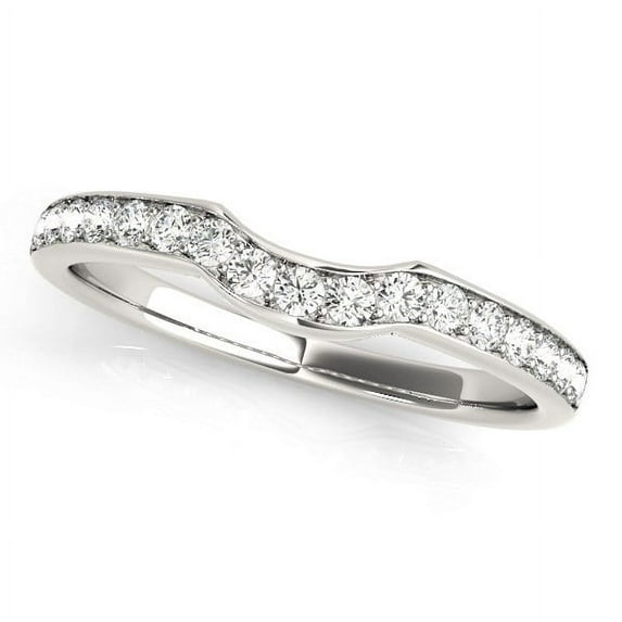 14k White Gold Curved Style Diamond Wedding Ring (1/4 cttw) Size 6