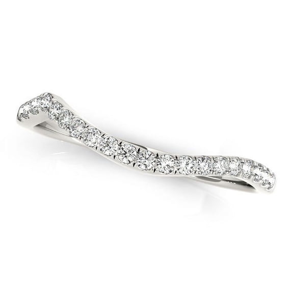 14k White Gold Curvy Design Diamond Wedding Band (1/8 cttw) Size 6