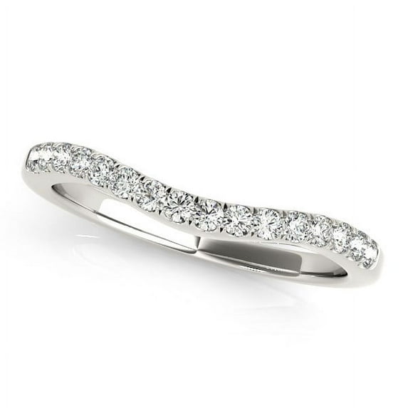 14k White Gold Curvy Pave Set Diamond Wedding Band (1/5 cttw) Size 7