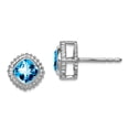 thumbnail image 1 of 14k White Gold Cushion Blue Topaz Earrings 8.2x8.2mm Wide Stud Earring for Women, 1 of 2