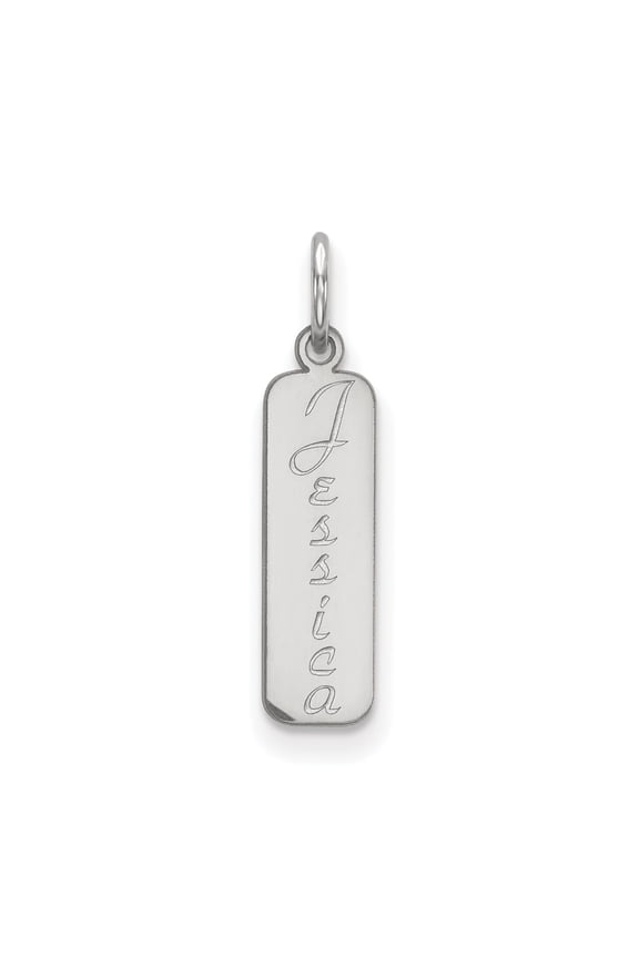 14k White Gold Custom Name Pendant Necklace for Women with Jessica Script, Vertical Bar Design, Minimalist Personalized Jewelry for Identity and Everyday Wear
