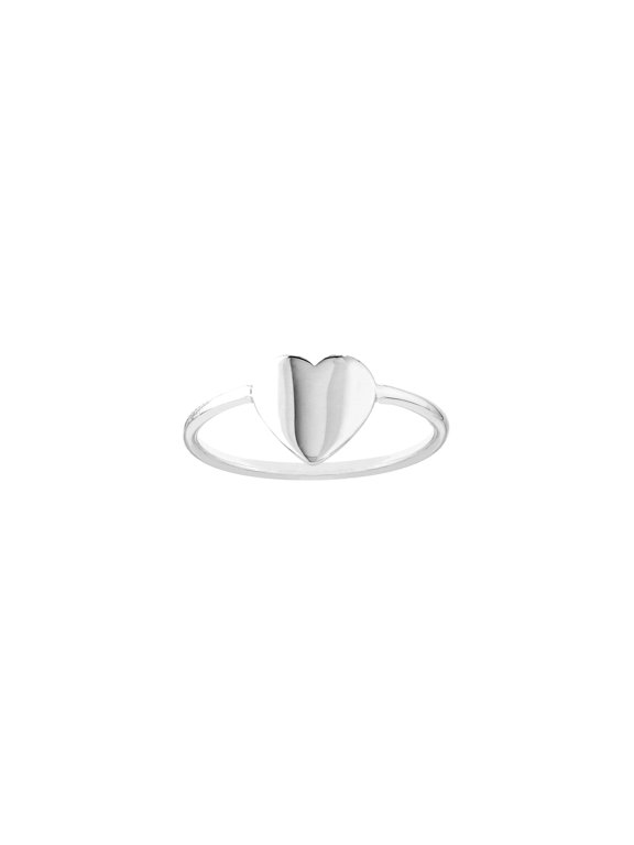 14k White Gold Cut Out Love Heart Wire Ring Size 6 Statement Ring for Women