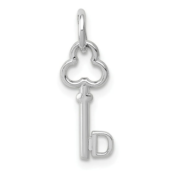14k White Gold D Key Charm