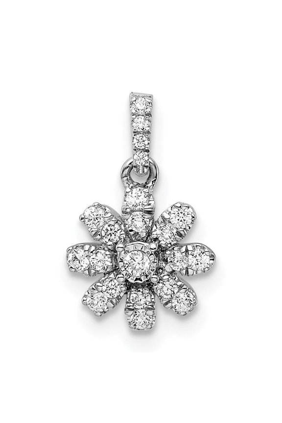 14k White Gold Daisy Pendant for Women with Round Cut Diamonds, Floral Necklace Symbolizing Beauty and Growth, Elegant Nature-Inspired Fine Jewelry for Events or Everyday Wear