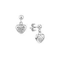thumbnail image 1 of 14k White Gold Dangle Sparkle-Cut Puffed Love Heart Earrings Dangle Earring for Women, 1 of 2