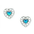 thumbnail image 1 of 14k White Gold December Blue 3x3mm CZ Heart Screw-Back Earrings - Measures 8x8mm, 1 of 2