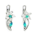 thumbnail image 1 of 14k White Gold December Blue CZ Flower Leaf Leverback Earrings - Measures 13x5mm, 1 of 2