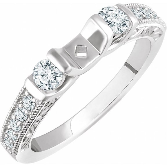 14k White Gold Diamond Accented Peg Shank with 5.8mm span Finding Fine Jewelry For Women Gifts For Her (Mounting Only, Not All Stones Included, 1/2 cttw)