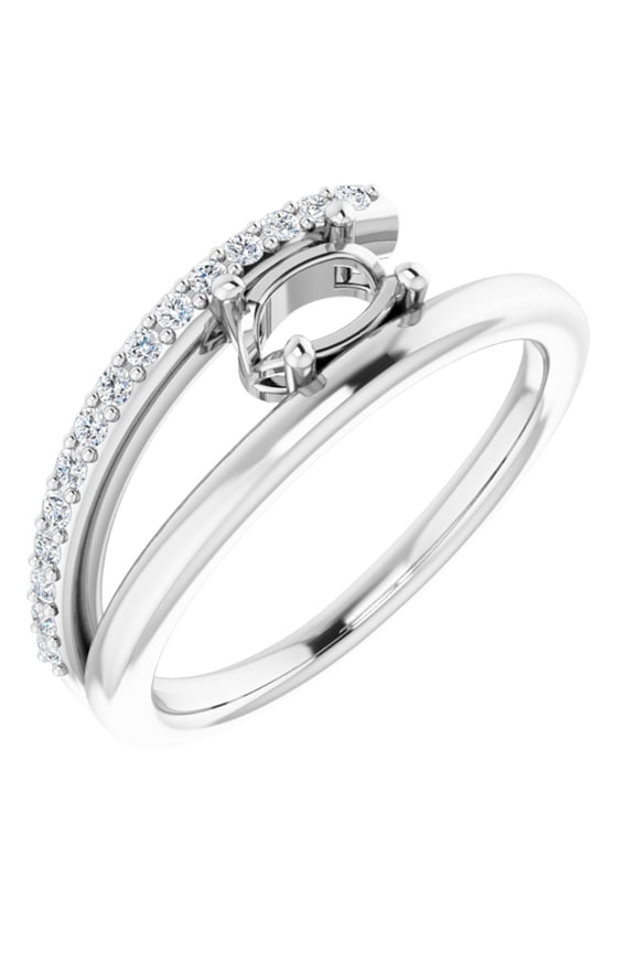 14k White Gold Diamond Accented Semi-Mount Freeform Bypass Fashion Ring Fine Jewelry For Women Gifts For Her (Mounting Only, Not All Stones Included, 1/8 cttw), Size 7