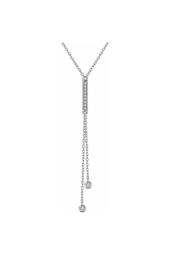 14k White Gold Diamond Bar Y Necklace Fine Jewelry for Women Gifts for Her (1/10 cttw, H+, I1), 16-18"