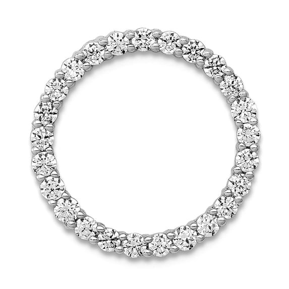 14k White Gold Diamond Circle Pendant Necklace 15.6x15.6mm Wide Pendant for Women - .50 dwt