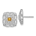 thumbnail image 1 of 14k White Gold Diamond & Citrine Fancy Earrings, 1 of 2