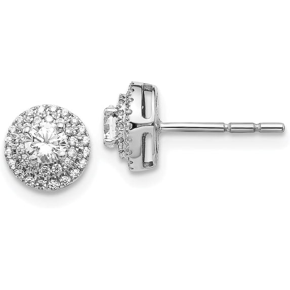 14k White Gold Diamond Cluster Post Earrings - 7mm Natural Diamonds - 1.4gm