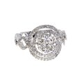 thumbnail image 1 of 14k White Gold Diamond Cluster Swirl Ring, 1 of 2