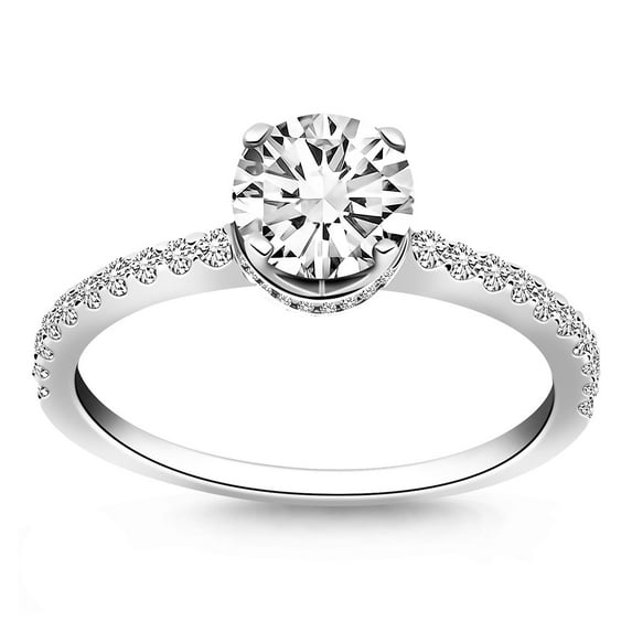 14k White Gold Diamond Collar Engagement Ring Size 6.5