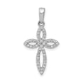 thumbnail image 1 of 14k White Gold Diamond Cross Pendant Necklace for Men and Women with Marquise Openwork Design Spiritual Symbol Oval Minimalist Faith Jewelry Accessory Modern Religious Statement Necklace, 1 of 6