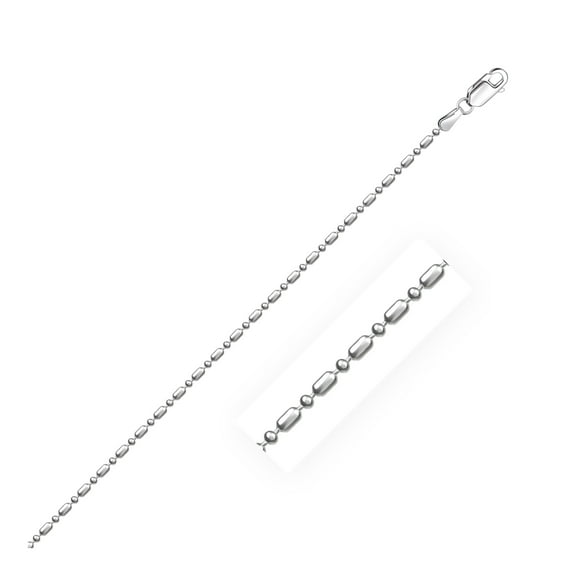 14k White Gold Diamond-Cut Alternating Bead Chain 1.2mm 18 in