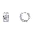 thumbnail image 1 of 14k White Gold Diamond-Cut Huggie Endless Hoop Womens Earrings 15MM X 15MM, 1 of 2