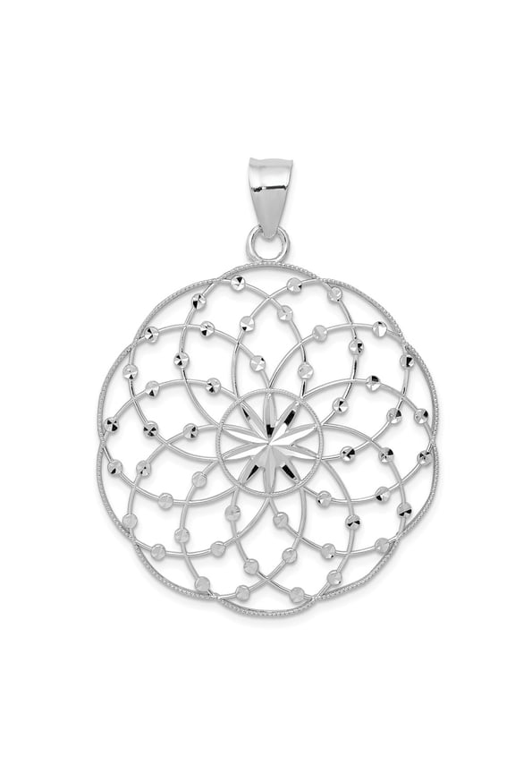 14k White Gold Diamond Cut Sphere Pendant Charm
