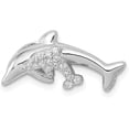 thumbnail image 1 of 14k White Gold Diamond Dolphins Chain Slide Natural Diamonds, 1 of 6