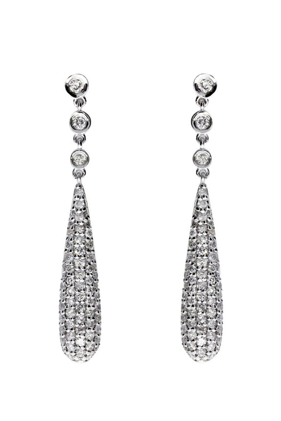 14k White Gold Diamond Door Knocker Earrings