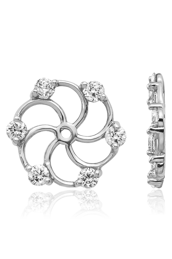 14K Solid White Gold Diamond Earring Jackets for Studs