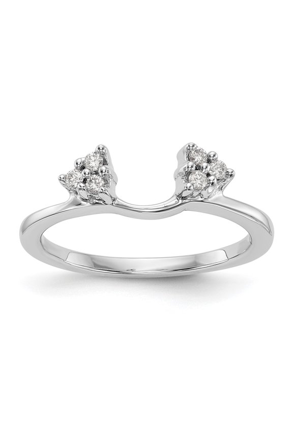 14k White Gold Diamond Engagement Wrap Ring Triangle Cluster Enhancer 1/8 Ct.