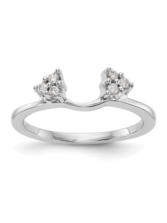 14k White Gold Diamond Engagement Wrap Ring Triangle Cluster Enhancer 1/8 Ct.