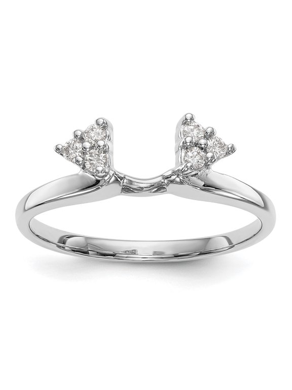 14k White Gold Diamond Engagement Wrap Ring Triangular Cluster Enhancer 1/8 Ct.