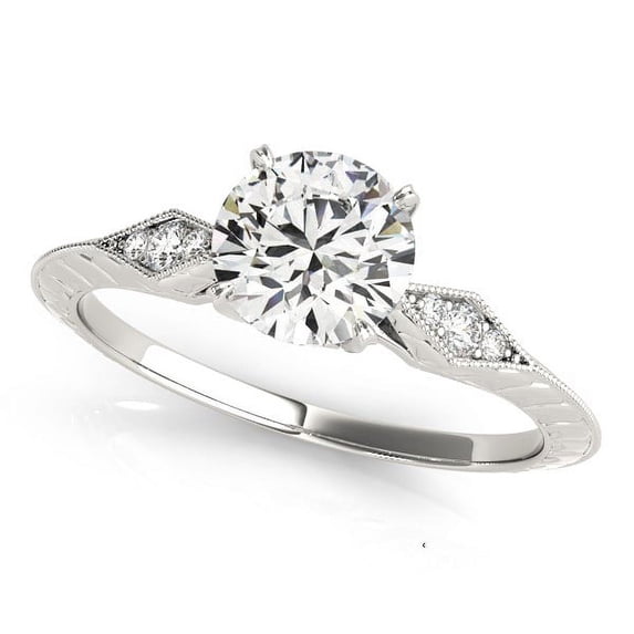 14k White Gold Diamond Engmt Ring Side Clusters 1 1/8 cttw Size 8.5