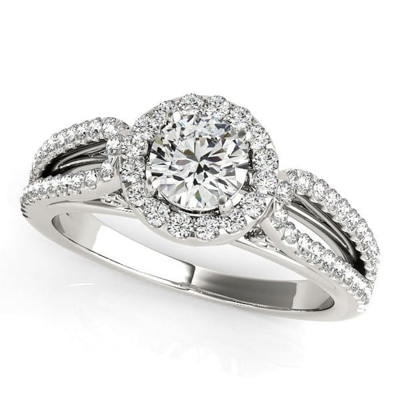 14k White Gold Diamond Engmt Ring Teardrop Split Shank 7/8 cttw Size 5