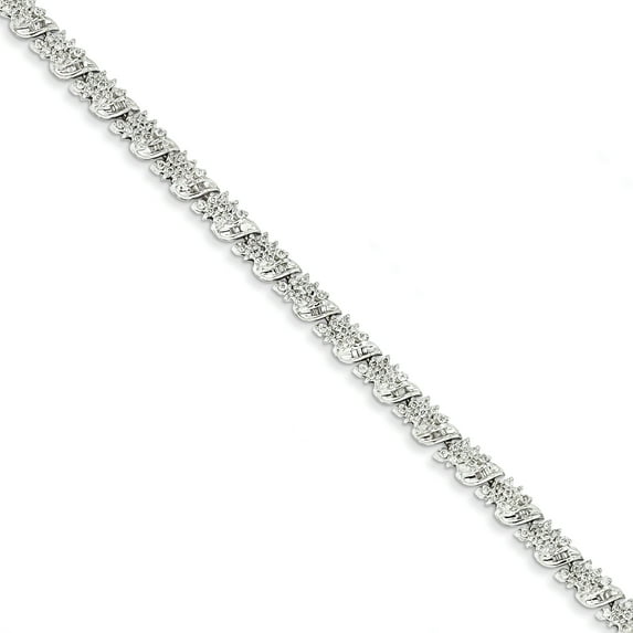 14k White Gold Diamond Fancy Bracelet. Carat Wt- 1.98ct