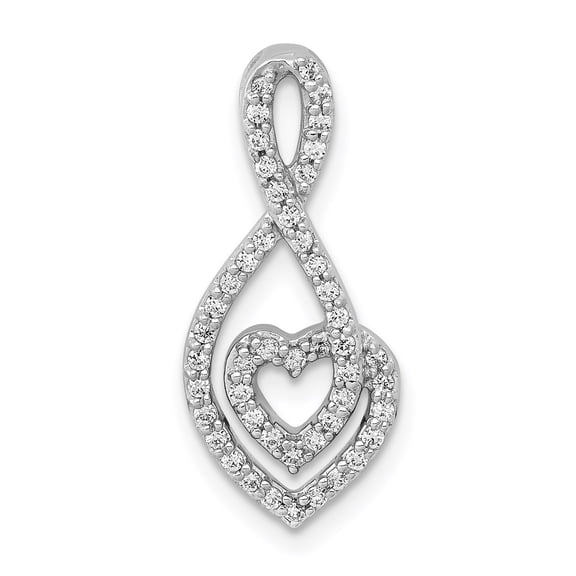 14k White Gold Diamond Fancy Heart Infinity Chain Slide Pendant Fine Jewelry For Women Gifts For Her (1/4 cttw)