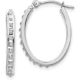 thumbnail image 1 of 14k White Gold Diamond Fascination Oval Hinged Hoop Earrings - 19mm Natural Diamonds, 1 of 6