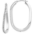 thumbnail image 1 of 14k White Gold Diamond Fascination Oval Twist Hinged Hoop Earrings - 40mm Natural Diamonds, 1 of 6