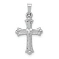 thumbnail image 1 of 14k White Gold Diamond Fleur De Lis Cross Pendant Charm, 1 of 4