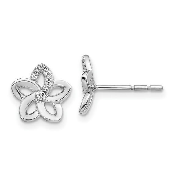 14k White Gold Diamond Flower Earrings Measures 11x10mm Wide Jewelry for Women - .07 dwt