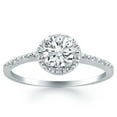 thumbnail image 1 of 14k White Gold Diamond Halo Collar Engagement Ring Size 9, 1 of 3