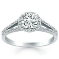 thumbnail image 1 of 14k White Gold Diamond Halo Split Shank Engagement Ring Size 5, 1 of 4