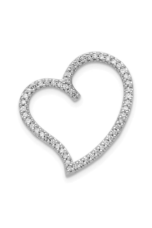 14k White Gold Diamond Heart Slide