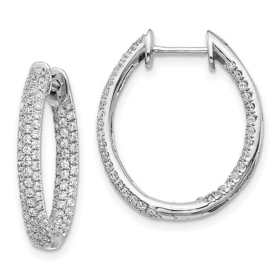 14k White Gold Diamond In/Out Hinged Hoop Earrings Q-EM5437-125-WA