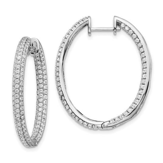 14k White Gold Diamond In/Out Hinged Hoop Earrings Q-EM5437-220-WA