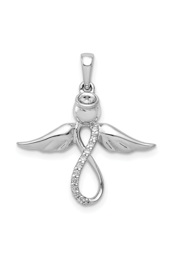 14k White Gold Diamond Infinity Angel Pendant