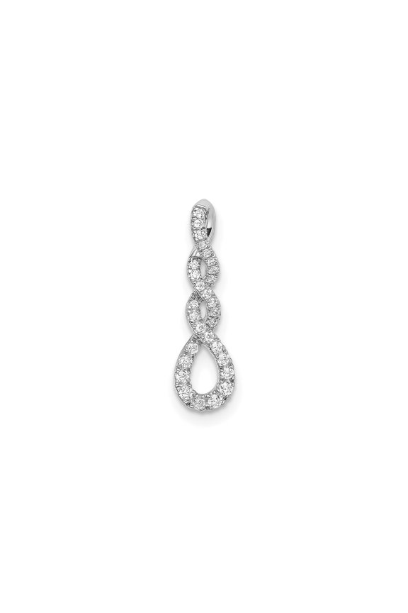 14k White Gold Diamond Infinity Pendant Necklace for Women with Twist Design, Elegant Interwoven Loops Symbolizing Eternal Love and Unity, Timeless Sparkle Jewelry for Formal Wear