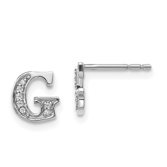 14k White Gold Diamond Initial G Earrings 14k White Gold Earrings