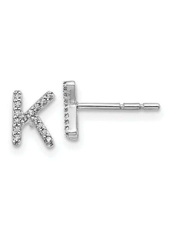 14k White Gold Diamond Initial K Earrings 14k White Gold Earrings