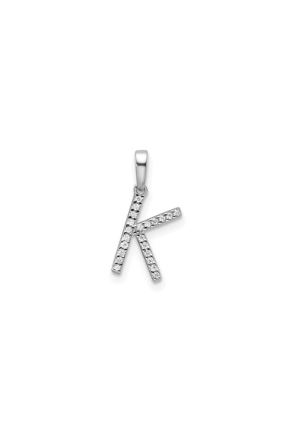 14k White Gold Diamond Letter K Initial Pendant Charm for Women, Jewelry Stores Network