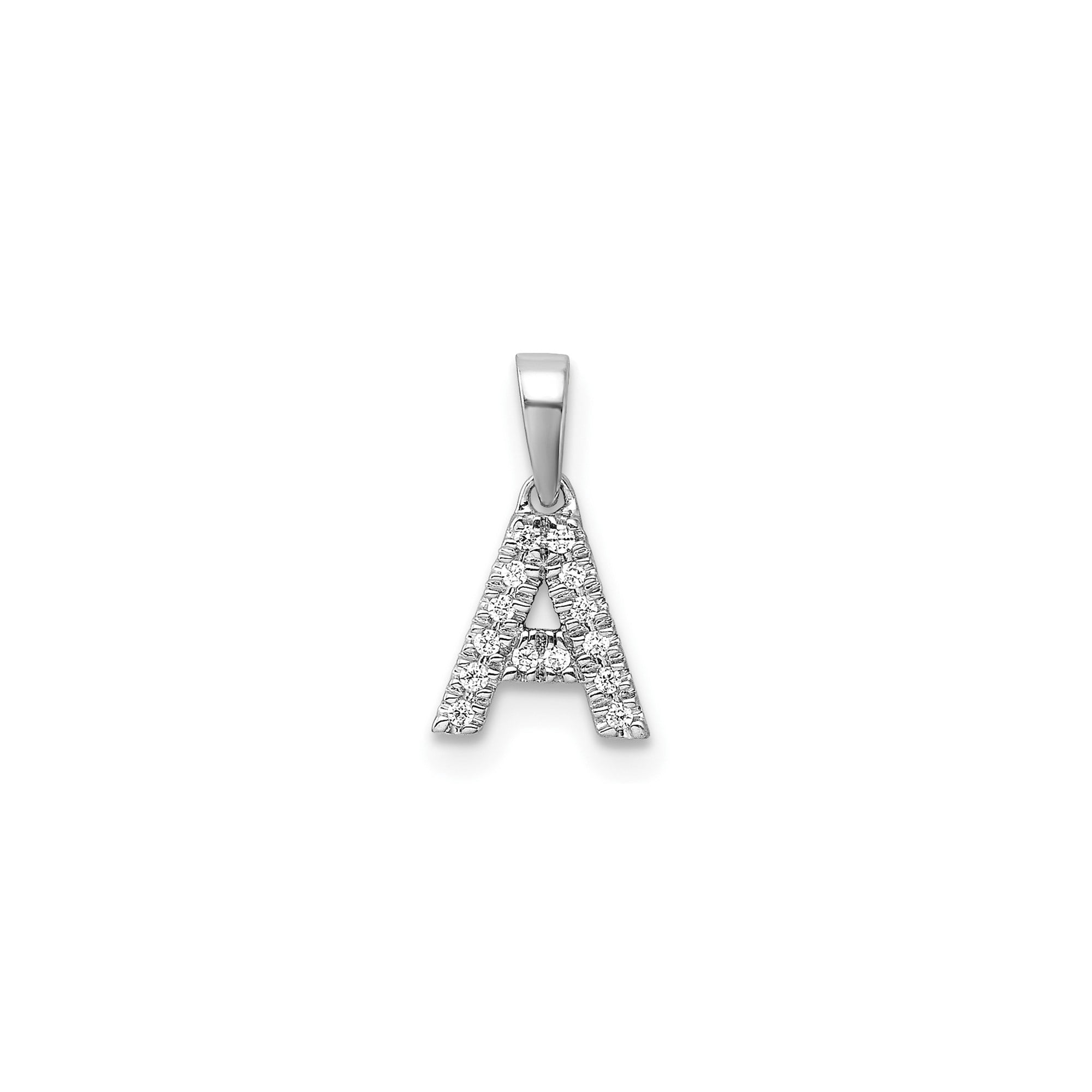 14k White Gold Diamond Initial-A Pendant Charm, Pavé Monogram Jewelry ...