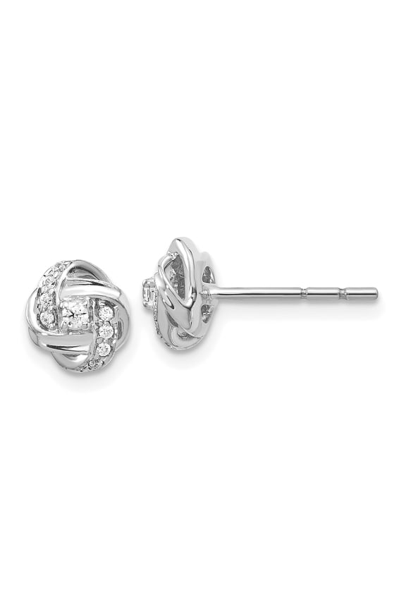 14k White Gold Diamond Knot Post Earrings 14k White Gold Earrings