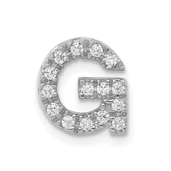 14k White Gold Diamond Letter G Initial Charm Pendant